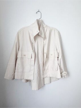 THE GREAT. Cream Utility Jacket with Button Flap Pockets - 0